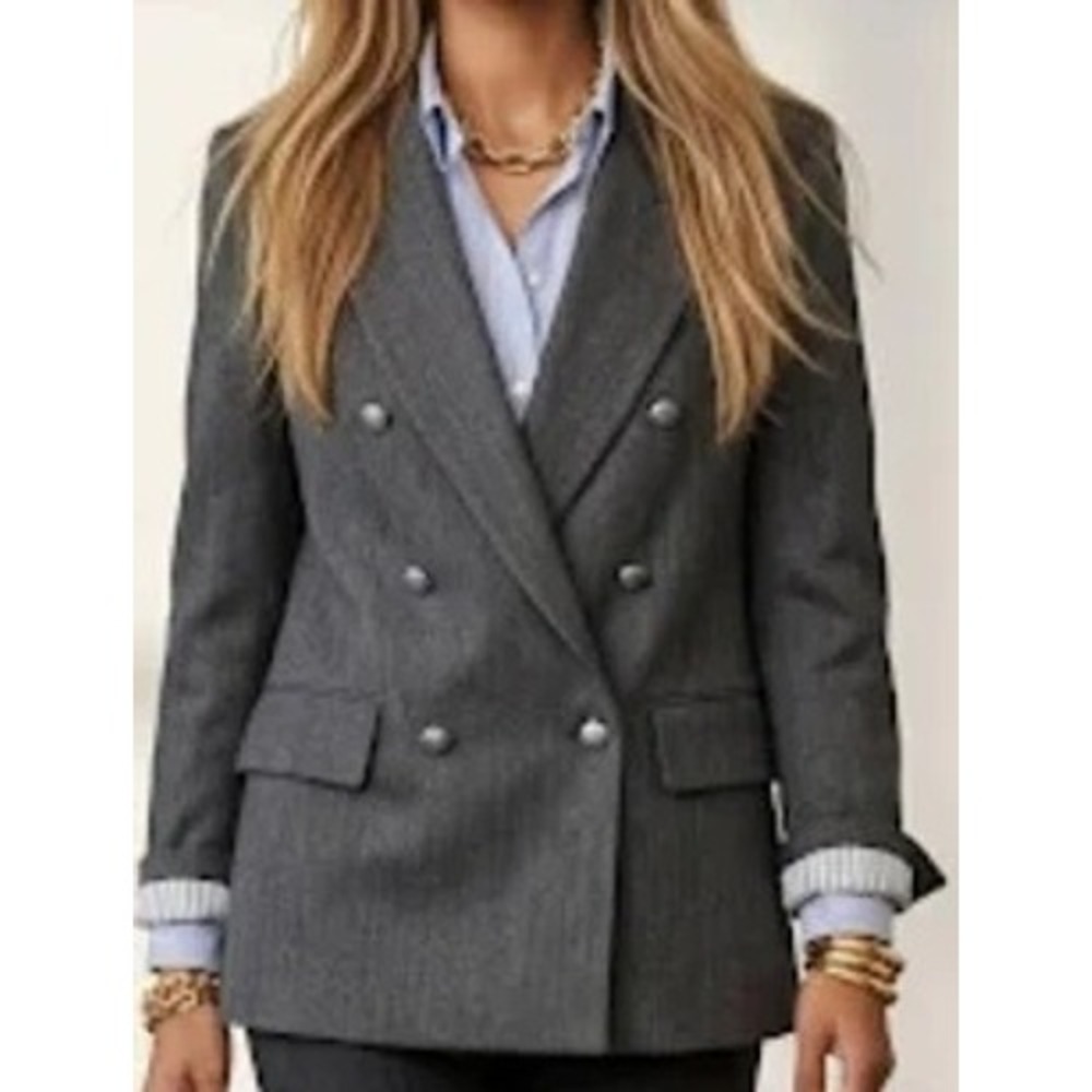 Nili Lotan x Target women 1X charcoal gray herringbone double breasted blazer